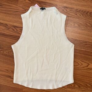 Wild Fable Ribbed Sleeveless Mock Neck Top Cream NWT Size XL